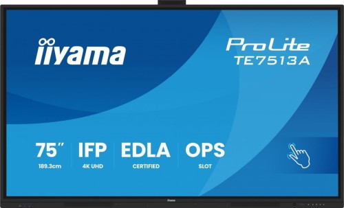 IIYAMA Monitor 75 cali TE7513A-B1AG INFRARED,40pkt,IPS,4K,7H,450cd/m2,      WiFi,USB, ANDROID 14, Google EDLA,2x20W, UCHWYT CIENNY