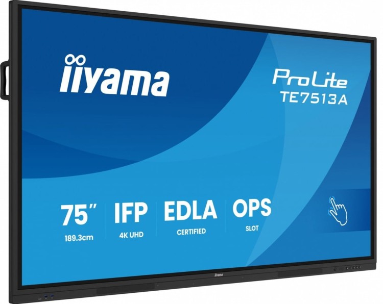 IIYAMA Monitor 75 cali TE7513A-B1AG INFRARED,40pkt,IPS,4K,7H,450cd/m2,      WiFi,USB, ANDROID 14, Google EDLA,2x20W, UCHWYT CIENNY