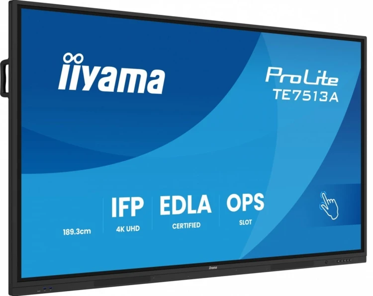 IIYAMA Monitor 75 cali TE7513A-B1AG INFRARED,40pkt,IPS,4K,7H,450cd/m2,      WiFi,USB, ANDROID 14, Google EDLA,2x20W, UCHWYT CIENNY