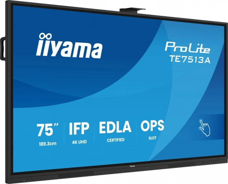IIYAMA Monitor 75 cali TE7513A-B1AG INFRARED,40pkt,IPS,4K,7H,450cd/m2,      WiFi,USB, ANDROID 14, Google EDLA,2x20W, UCHWYT CIENNY