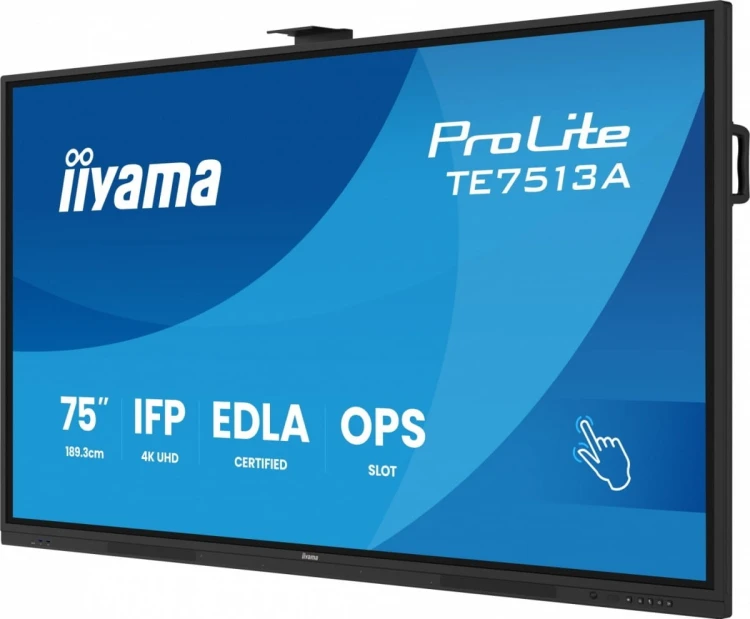 IIYAMA Monitor 75 cali TE7513A-B1AG INFRARED,40pkt,IPS,4K,7H,450cd/m2,      WiFi,USB, ANDROID 14, Google EDLA,2x20W, UCHWYT CIENNY