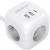 Qoltec Kostka zasilająca przedłużacz 6w1 z podświetlanym włącznikiem |  3x AC | 2x USB | 1x USB-C PD 20W | biała | kabel 2m