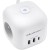 Qoltec Kostka zasilająca przedłużacz 6w1 z podświetlanym włącznikiem |  3x AC | 2x USB | 1x USB-C PD 20W | biała | kabel 2m