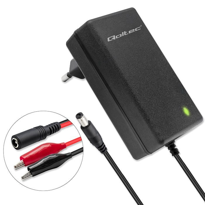 Qoltec Automatyczna ładowarka do akumulatora AGM GEL STD 6V 12V | 1.5A |Prostownik z sygnalizatorem LED