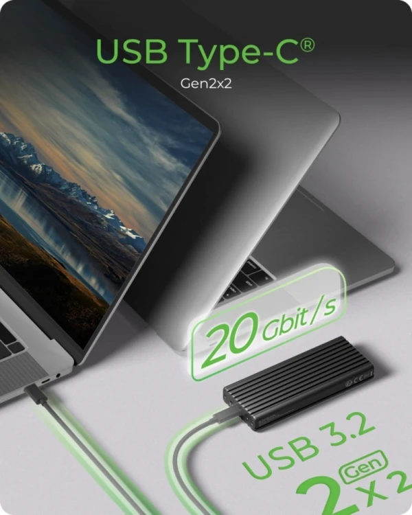 IcyBox Obudowa IB-1917M-C32a NVMe USB 3.2 Gen 2x2,  20 Gbit/s