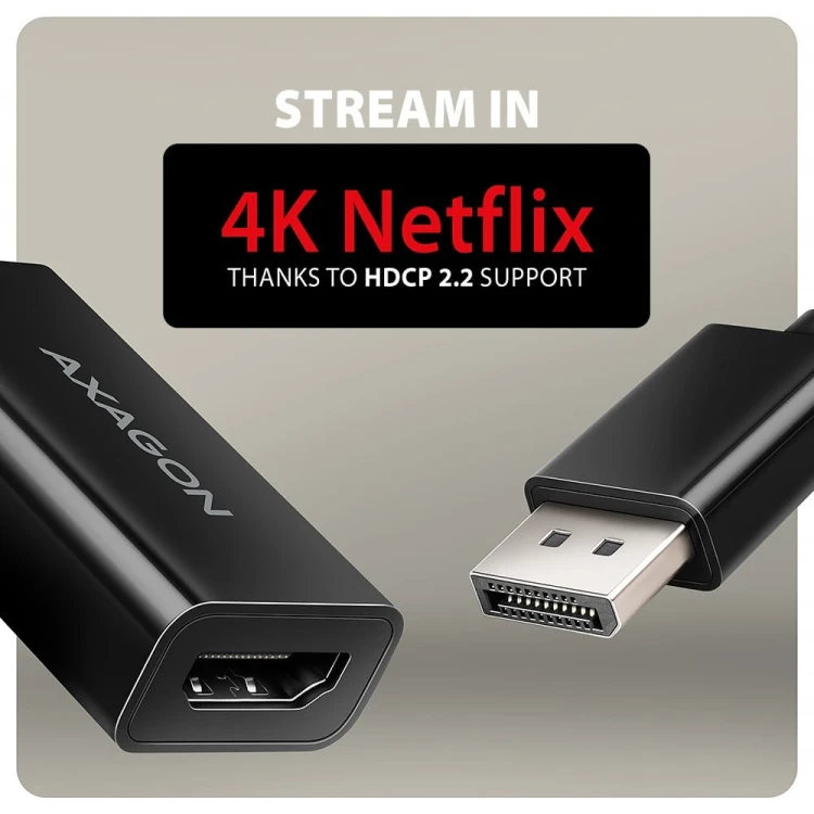 AXAGON RVD-HI20N Adapter aktywny DisplayPort -> HDMI 1.4, 4K/60Hz, kabel 15cm
