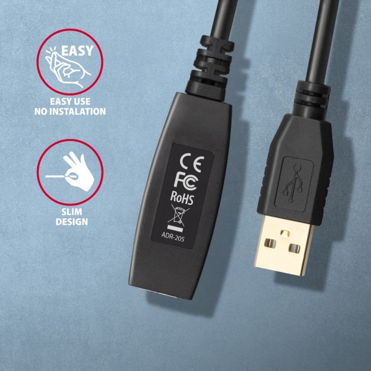 AXAGON ADR-205 USB 2.0 A-M -> A-F aktywny kabel przedłużacz/wzmacniacz 5m