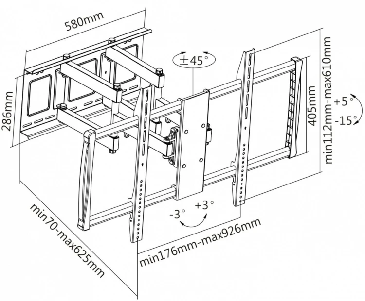 Manhattan Uchwyt ścienny do TV 60-100cali LED/LCD 80kg obrotowy uchylny