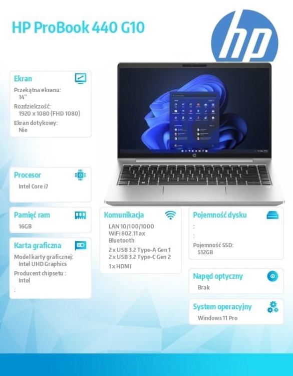 HP Inc. Notebook ProBook 440 G10 i7-1355U 512GB/16GB/W11P/14.0   85C58EA