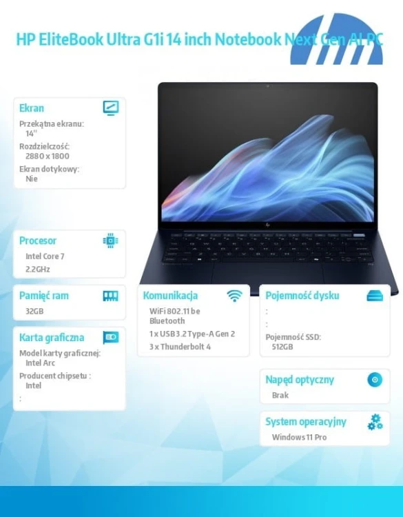 HP Inc. Notebook EliteBook Ultra G1i  U7 258V/512GB/32GB/W11P/14.0   B9ZX2ET