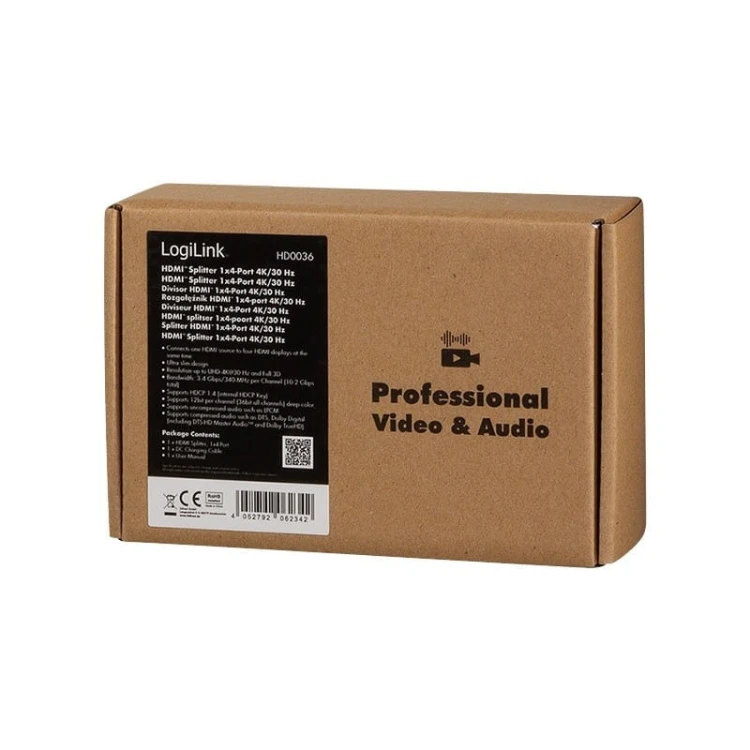 LogiLink Splitter 4xHDMI 4K, 30Hz