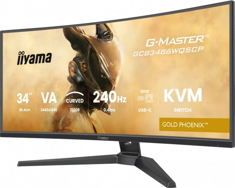 IIYAMA Monitor G-Master 34 cale GCB3486WQSCP-B1,VA,UWQHD,240HZ,0.4ms,1500R,HDR400,500cd,21:9,HDMI (2.1), USB-C dock 95W, RJ45, 2x5W, KVM,PiP