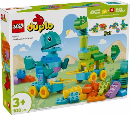 LEGO Klocki DUPLO 10451 3 w 1 Dinozaury na kółkach