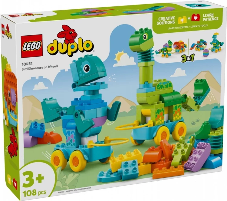 LEGO Klocki DUPLO 10451 3 w 1 Dinozaury na kółkach