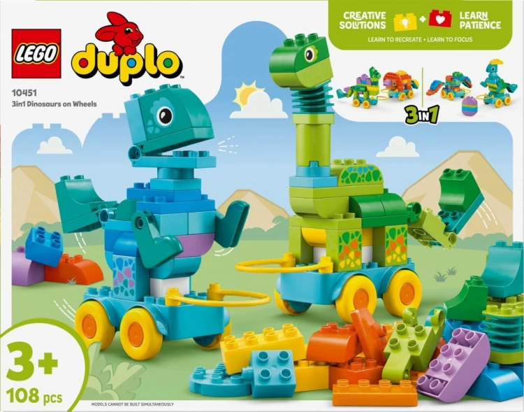 LEGO Klocki DUPLO 10451 3 w 1 Dinozaury na kółkach