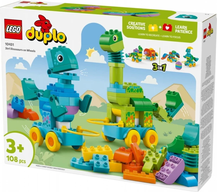 LEGO Klocki DUPLO 10451 3 w 1 Dinozaury na kółkach