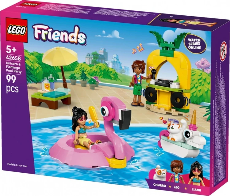 LEGO Klocki Friends 42658 Impreza na basenie z jednorożcem i flamingiem