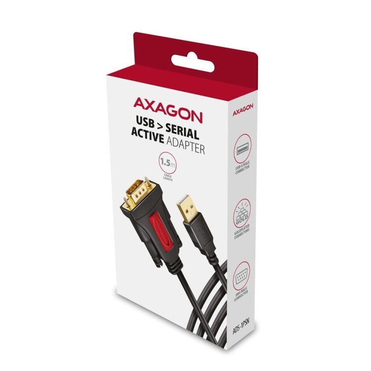 AXAGON ADS-1PSN Adapter USB 2.0 > RS-232 Port szeregowy, 1.5m kabel, chip Prolific