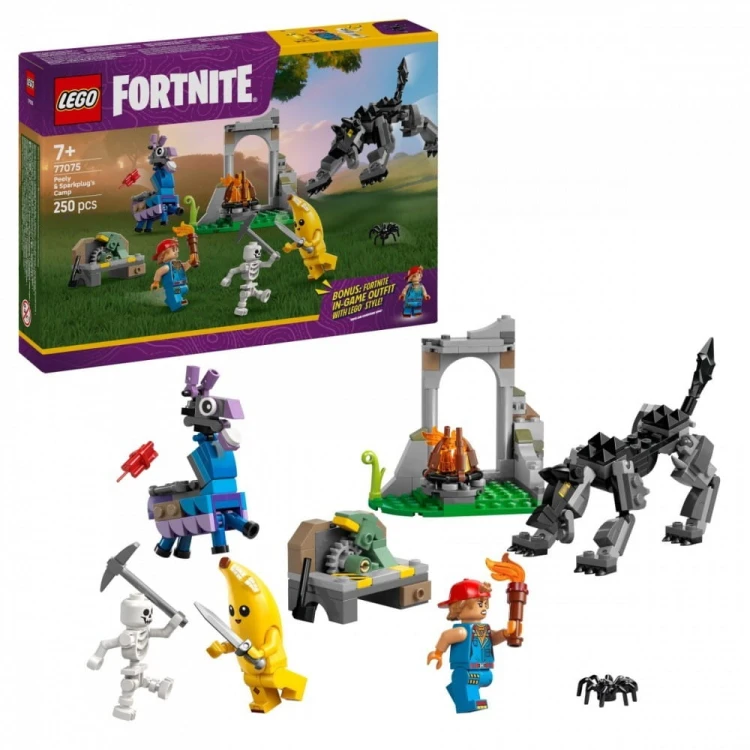 LEGO Klocki Fortnite 77075 Skórek i Iskra oraz obóz