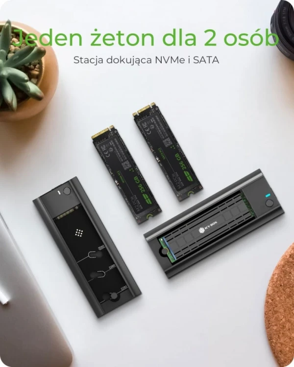 IcyBox Stacja dokująca IB-180MC-C31 M.2 NVMe&amp;SATA Docking, USB 3.2 (Gen2) Type-C, Aluminium