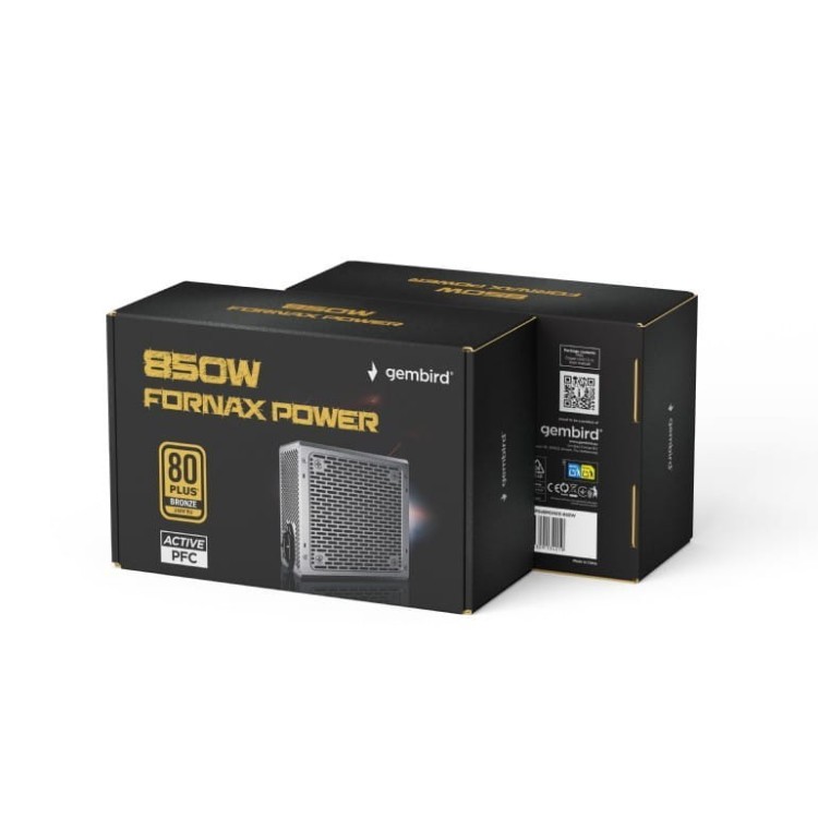 Gembird Zasilacz komputerowy Fornax Power 850W 80+Bronze aktywny PFC 120mm wentylator 10-pak