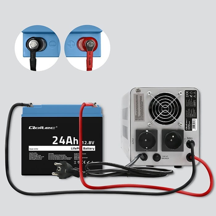 Qoltec Akumulator LiFePO4 Litowo-Żelazowo-Fosforanowy | 12.8V | 24Ah |  307.2Wh | BMS