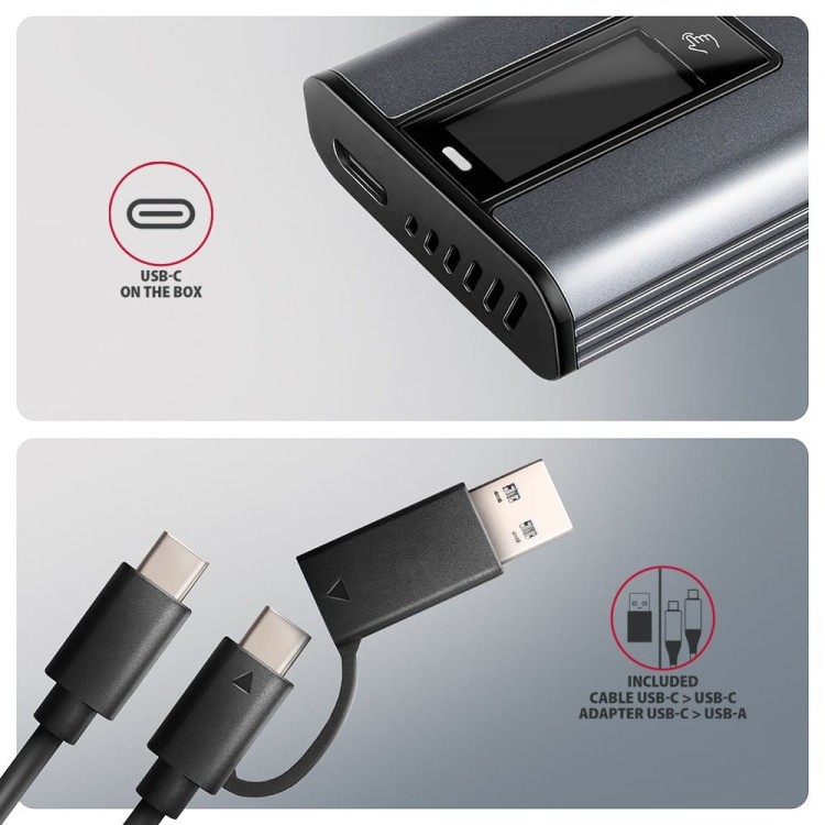 AXAGON EEM2-SD2 Obudowa zewnętrzna aluminiowa bezśrubowa USB-A/C 3.2 Gen2 M.2 NVMe/SATA display LCD