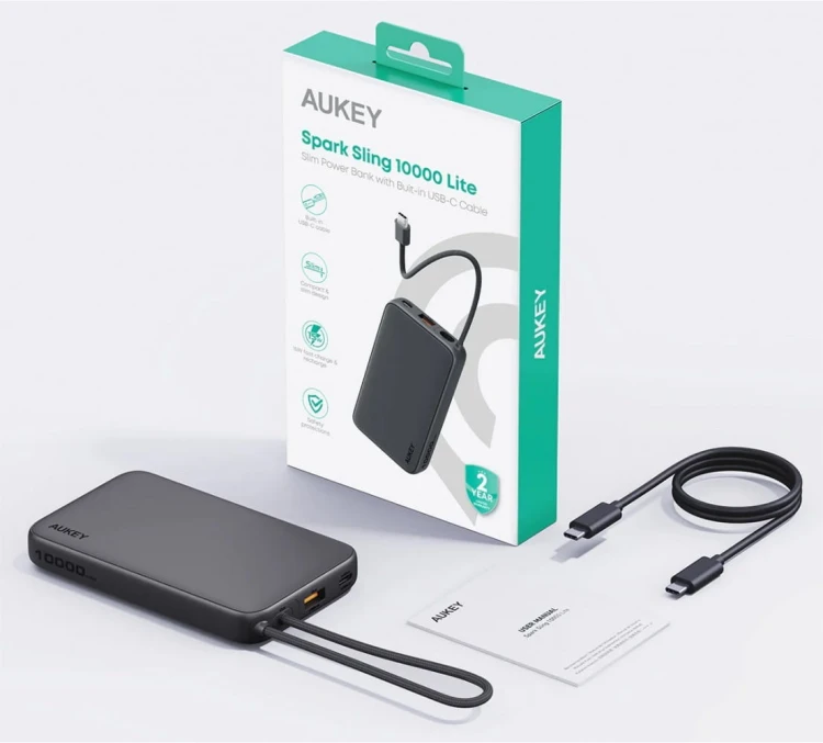 AUKEY PB-Y53P PowerBank | 10000mAh | 22.5W | 4xUSB | kabel USB-C