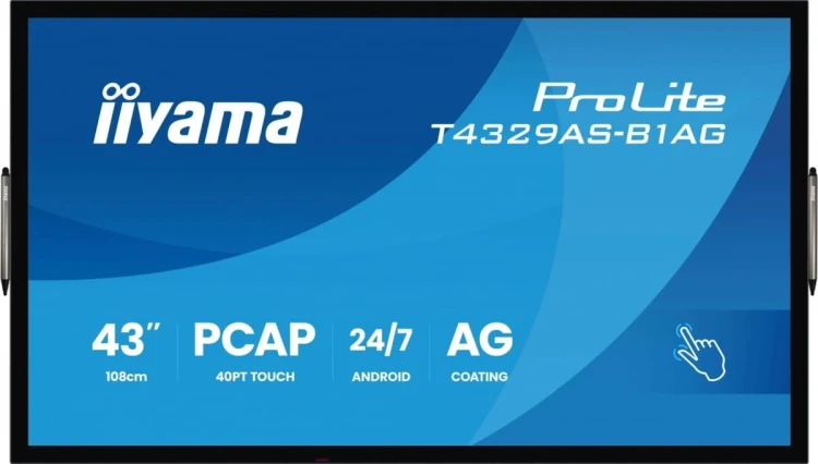 IIYAMA Monitor 43 cale T4329AS-B1AG VA,4K,HDMIx2,USB-C,RJ45,2x10W,WiFi,     Android 14, Signal FailOver, Whiteboard, iiSignage (CMS), iiControl (DMS),