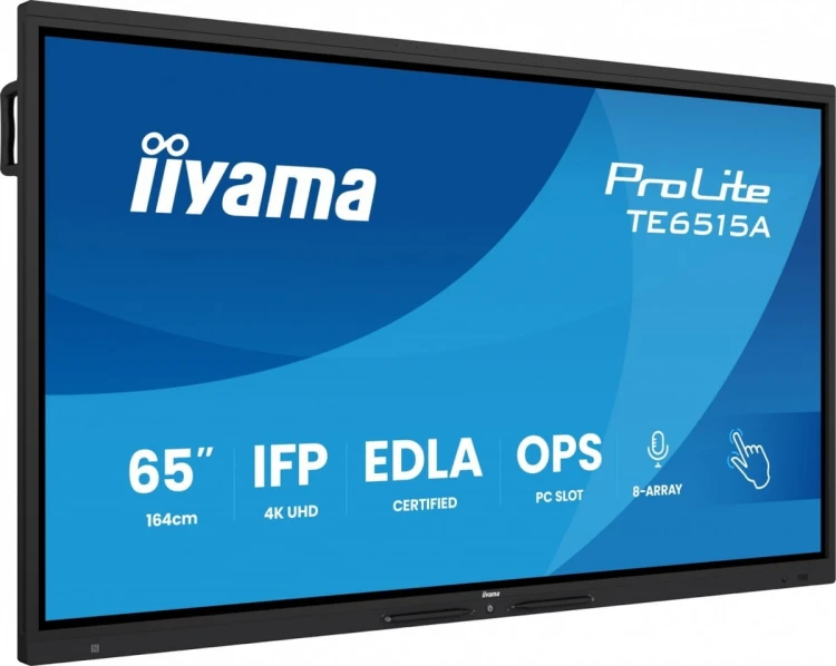 IIYAMA Monitor 65 cali TE6515A-B1AG IPS,4K,40pkt,550cd,DeepContrast-IR+,    HDMI x2,DP,USB-C, 2 x 20W, OPS Slot x1, 5xUSB, 2xRJ45,8-Array,EDLA, WiFi,P