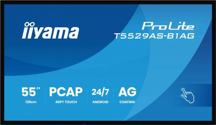 IIYAMA Monitor 55 cali T5529AS-B1AG VA,4K,HDMIx2,USB-C,RJ45,2x10W,WiFi,     Android 14, Signal FailOver, Whiteboard, iiSignage2 (CMS), iiControl (DMS)