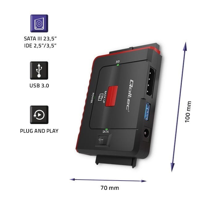 Qoltec Adapter USB 3.0 do IDE | SATA III