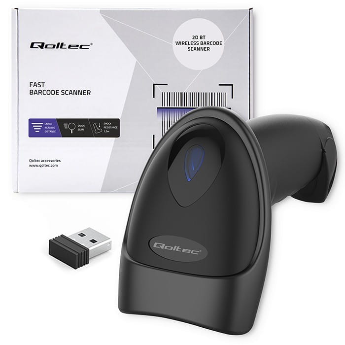 Qoltec Czytnik kodów kreskowych i QR | 1D 2D | USB | Bluetooth
