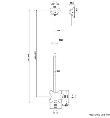 Neomounts Uchwyt sufitowy CL35-340BL12  23-42 cali