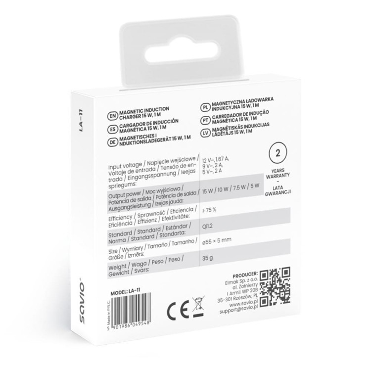 Savio Magnetyczna ładowarka indukcyjna 15 W LA-11