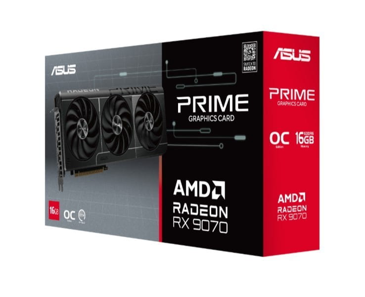Asus Karta graficzna RX 9070 PRIME OC 16GB GDDR6 256bit DP/HDMI