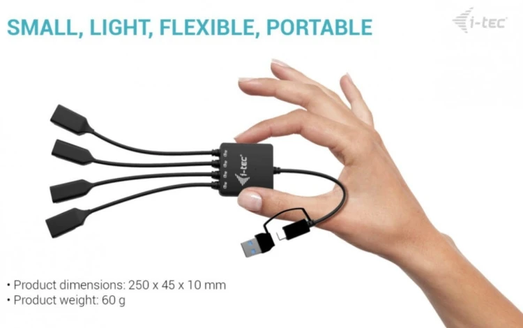 i-tec HUB USB-C/USB-A Cable 4 port (2x USB-C 2x USB-A)