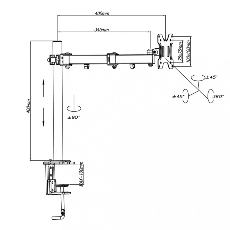 ART Uchwyt biurkowy do 1 moniotora LED/LCD 13-32 cale 8kg L-01XS