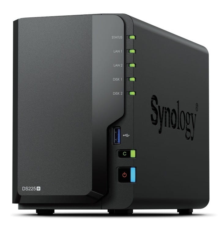 Synology Serwer NAS DS225+ 2x0HDD J4125 2GB DDR4 1xGbE 1x2,5GbE 3Y