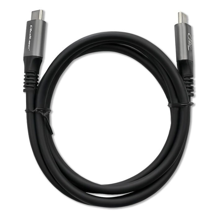 Qoltec Kabel USB4 Ultra-Fast | USB-C PD 240W | Thunderbolt 3/4 | 4K |   40Gb/s | 1m | Czarny