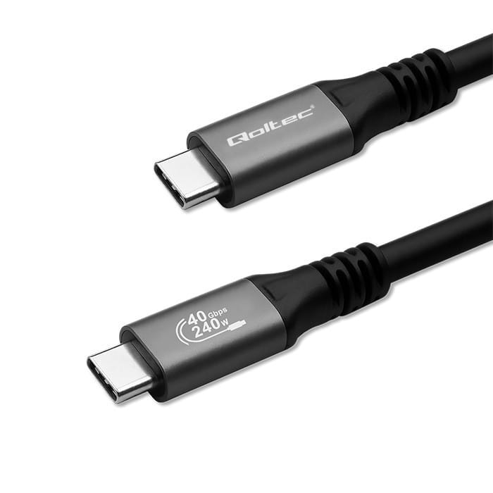 Qoltec Kabel USB4 Ultra-Fast | USB-C PD 240W | Thunderbolt 3/4 | 4K |   40Gb/s | 1m | Czarny