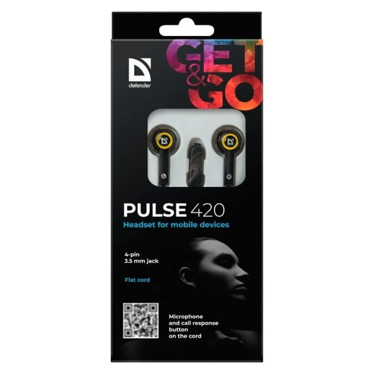 Defender Słuchawki douszne z mikrofonem PULSE 420 Czarno-żółte