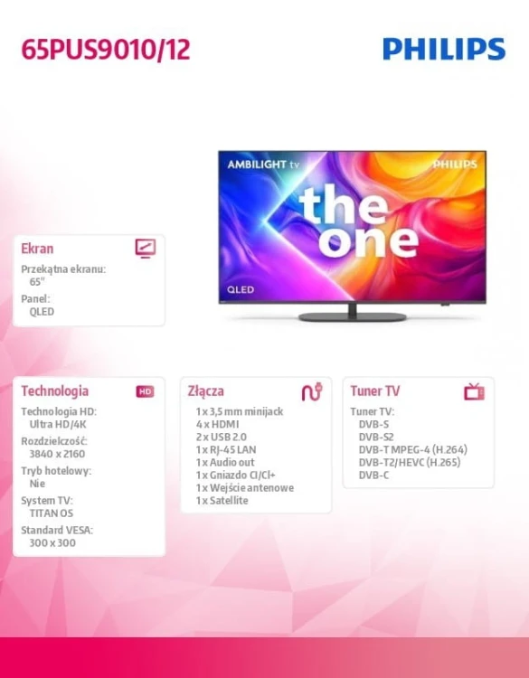 Philips Telewizor 65 cali LED 65PUS9010/12