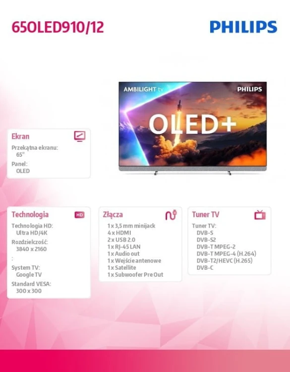 Philips Telewizor 65 cali OLED 65OLED910/12