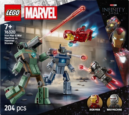 LEGO Klocki Super Heroes 76320 Iron Man i War Machine kontra drony Hammera