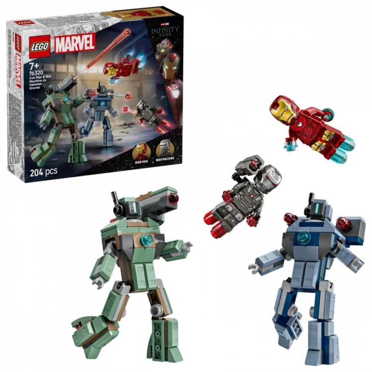 LEGO Klocki Super Heroes 76320 Iron Man i War Machine kontra drony Hammera