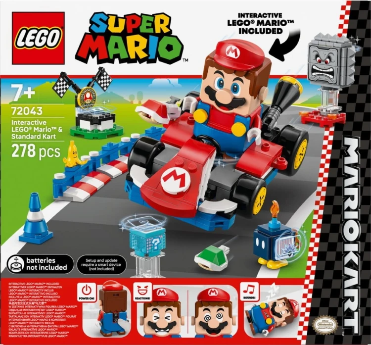 LEGO Klocki Super Mario 72043 Mario Kart - Interaktywna figurka LEGO Mario i Standard Kart