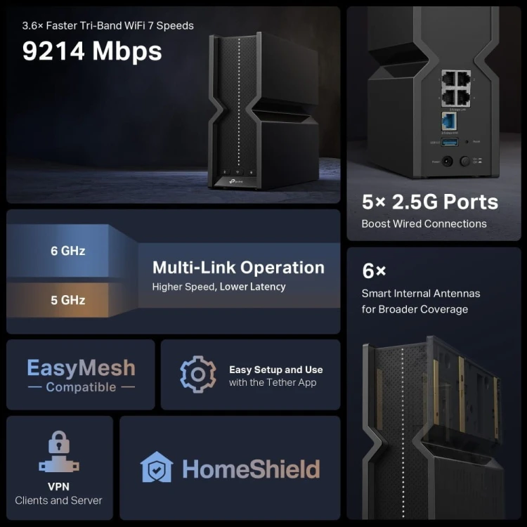 TP-LINK Router Archer BE550 WiFi 7 BE9300