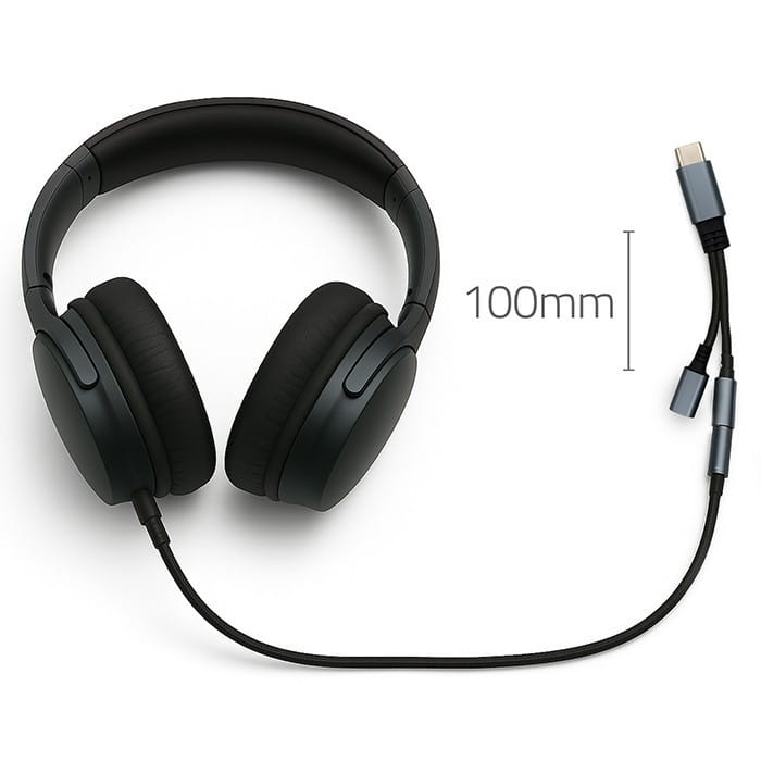 Qoltec Adapter USB-C 2w1 | USB-C | Jack 3.5mm | PD 15W | 10cm