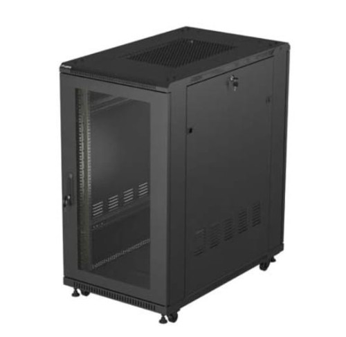 Lanberg Szafa instalacyjna rack stojąca 19" 22U 600x1000 czarna drzwi    perforowane ( flat pack)
